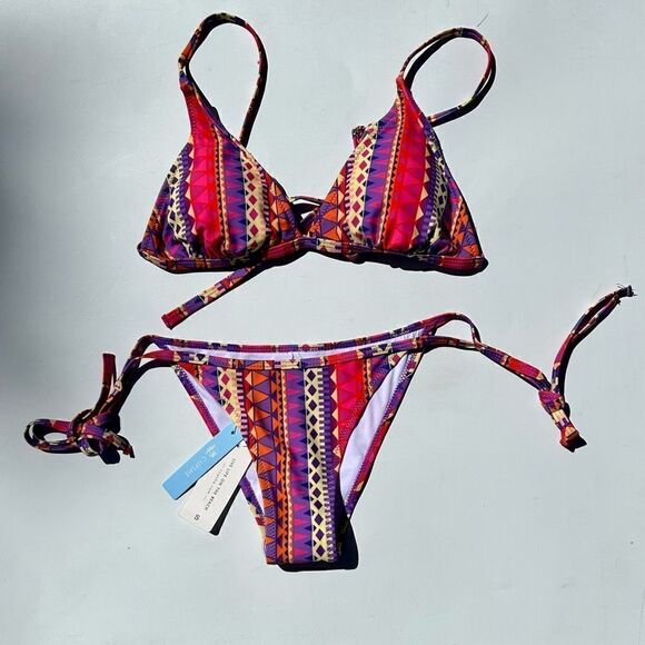 Cupshe Womens Large/Small Two Piece Bikini Boho Print Triangle Print Multicolor - Picture 3 of 7